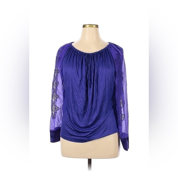 La Perla Tops - LA PERLA Lace-Trim Blouse In Purple